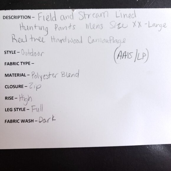 Field & Stream Lined Hunting Pants Men's Size XX-Large Realtree Hardwood Camoufl - Picture 7 of 7